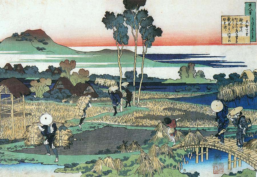 Hokusai - Afbeelding behorend bij het gedicht van Tenji Tenno