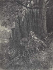 Geraint en Enid samen op een paard.