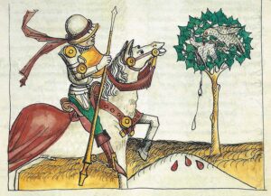 Parzival ziet de drie druppels bloed.